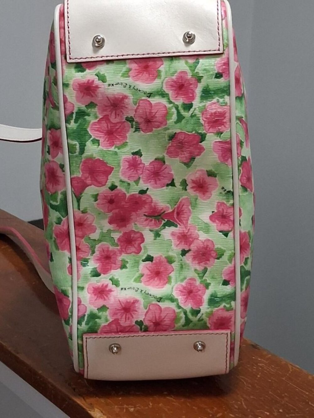Vintage Dooney & Bourke Pink Petunia Floral Spring Satchel - Picture 4 of 12
